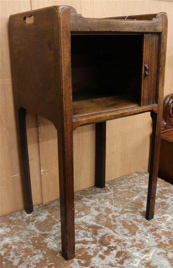 A George III tray top tambour bedside cabinet W.41cm